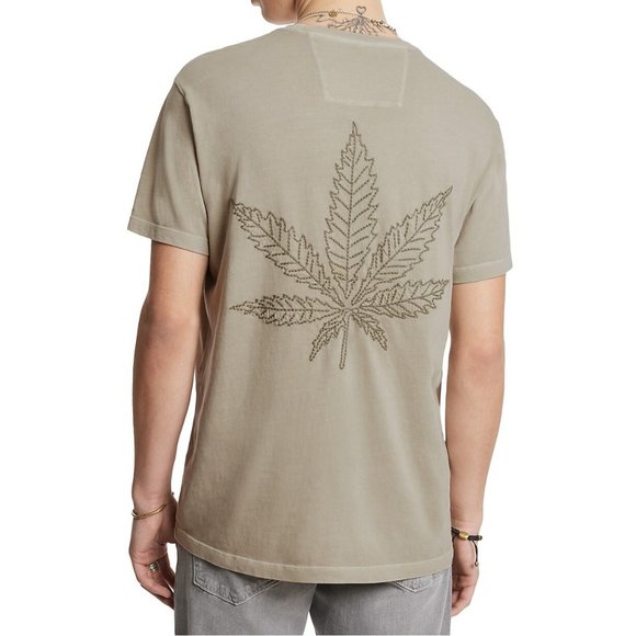 John Varvatos Men's High Society Member Embroidered Leaf Graphic T-Shirt Fossil - Picture 1 of 7